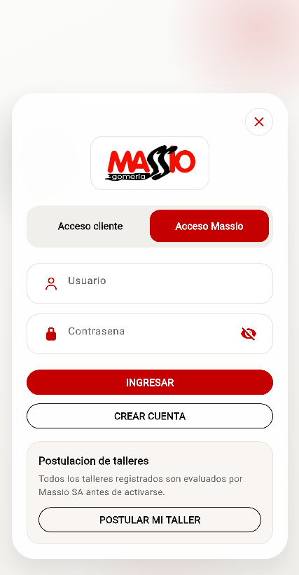 Pantalla de login