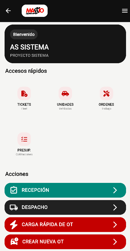 Pantalla de inicio