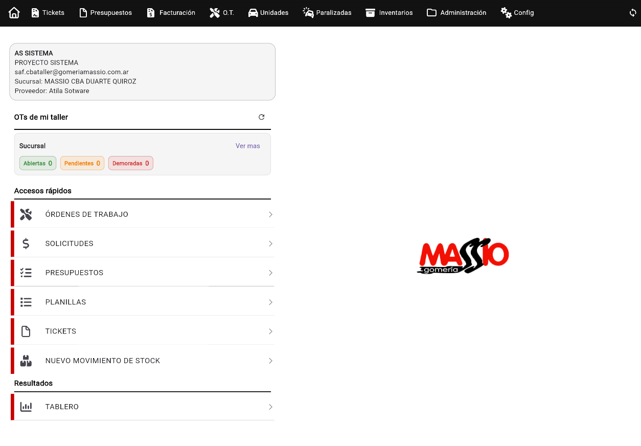 Dashboard de inicio